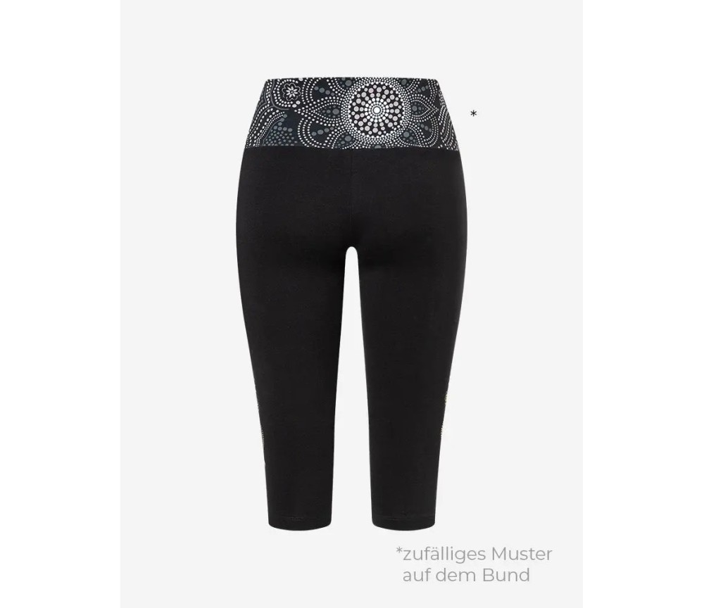 Spirit of OM - Yoga Leggings Capri Madhya Maui - schwarz-natur