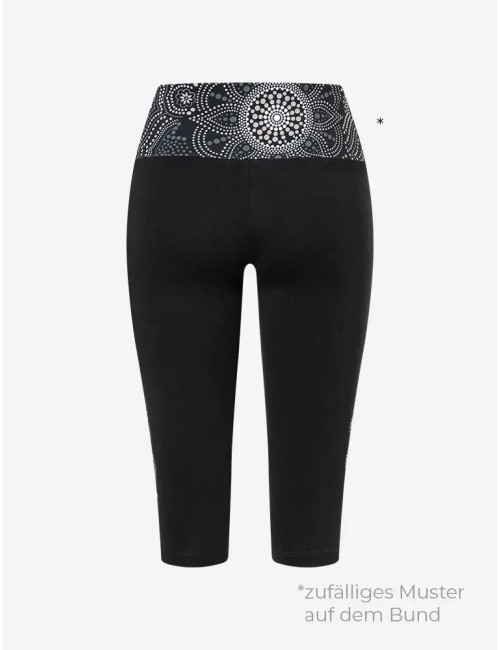 Spirit of OM - Yoga Leggings Capri Madhya Maui - schwarz-natur