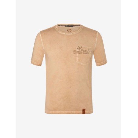 Spirit of OM - T-Shirt men - mit Tasche - Mountain - zirben-braun