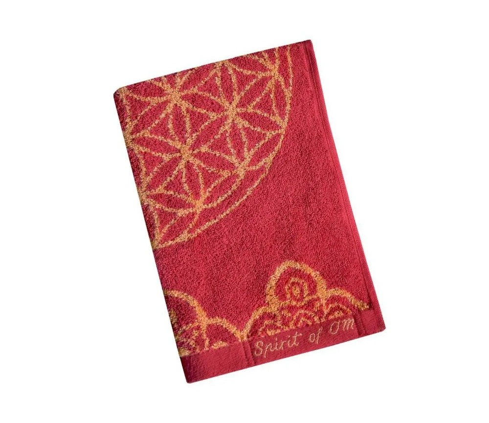 Spirit of OM - Frotteetücher Happy Flower of Life - rubinrot/koralle