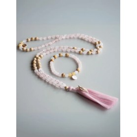 Spirit of OM - Kette - Mala Rosenquarz