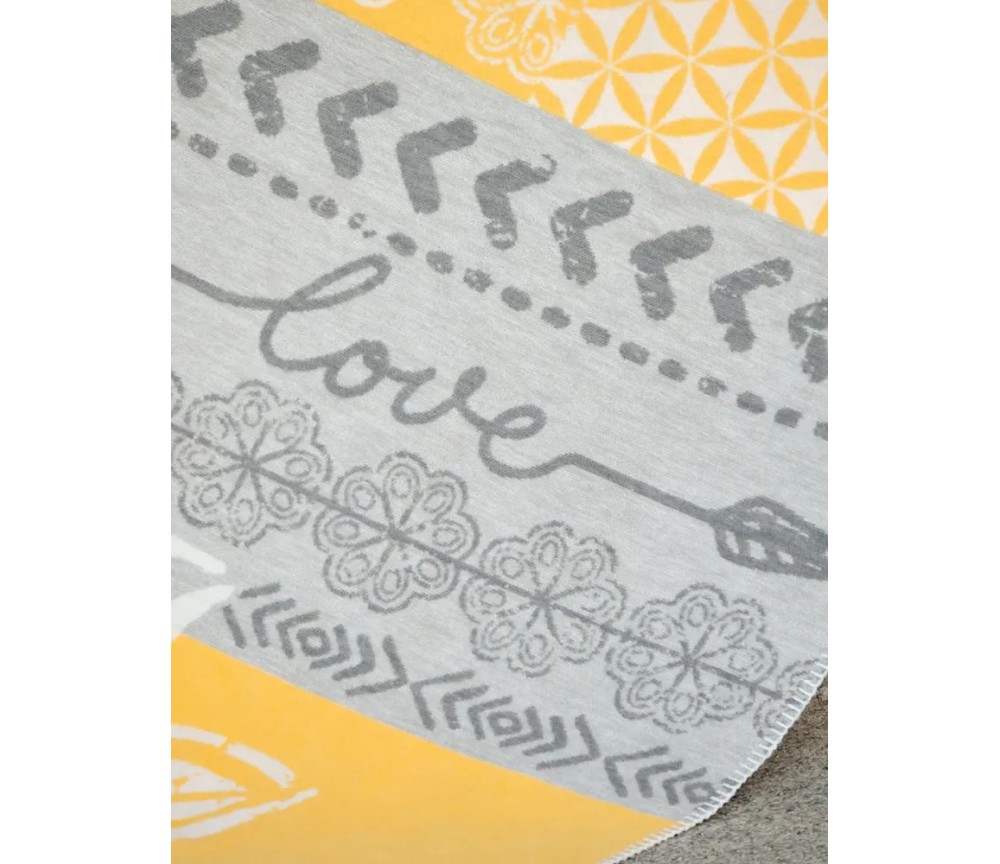 Spirit of OM - Kuscheldecke Lotus - gelb/grau