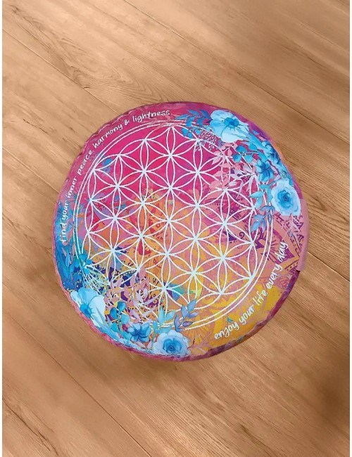 Spirit of OM - Meditationskissen rund - pink/bunt