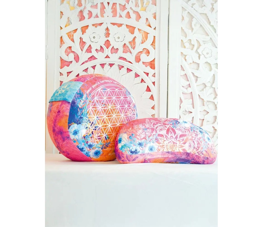 Spirit of OM - Meditationskissen Halbmond - pink/bunt