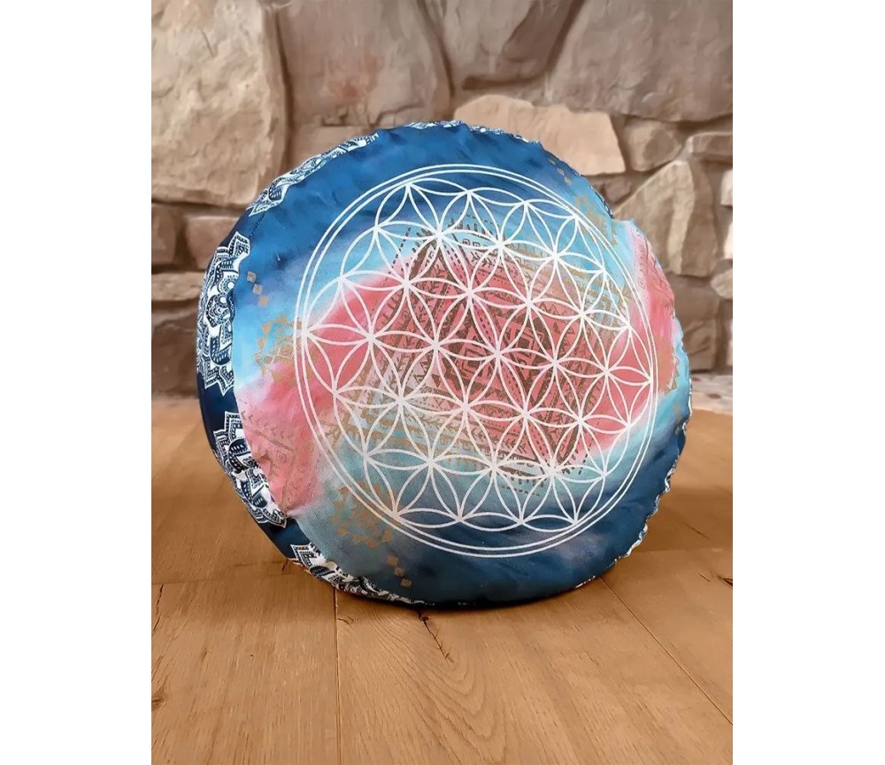 Spirit of OM - Meditationskissen rund - indigo/peach