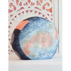 Spirit of OM - Meditationskissen rund - indigo/peach