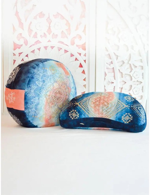 Spirit of OM - Meditationskissen rund - indigo/peach