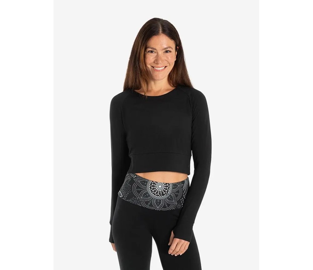 Spirit of OM - Crop Shirt langarm Jathara - schwarz