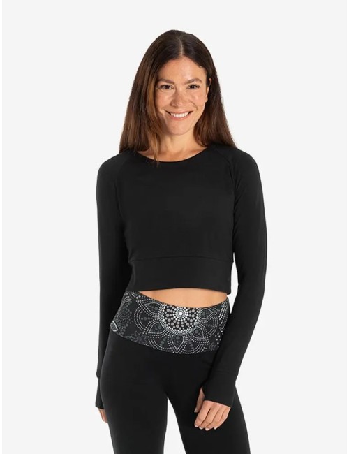 Spirit of OM - Crop Shirt langarm Jathara - schwarz