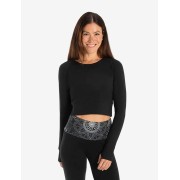 Spirit of OM - Crop Shirt langarm Jathara - schwarz