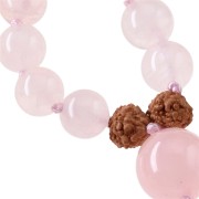 Mala - Edelsteinmala - Rosenquarz & Rudraksha-Nüsse - Liebe & Lebensfreude ca.86cm