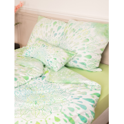 Spirit of OM - Biber-Bettwäsche GREEN DREAM - green/white