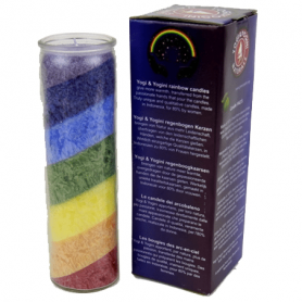 Kerze - Chakra - Kerze im Glas - Regenbogen Stearin - ohne Duft - ca. 100 Std. Brenndauer