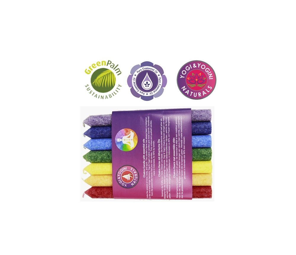 Kerze - Chakra - Stabkerze dünn - mit Duft - 7er Pack