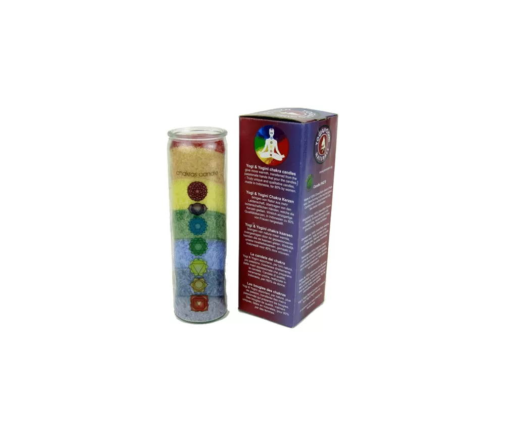 Kerze - Chakra - Kerze im Glas - Regenbogen Stearin - mit Duft - ca. 100 Std. Brenndauer