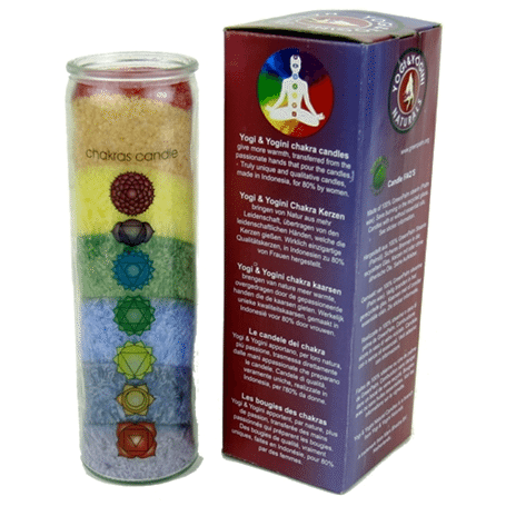 Kerze - Chakra - Kerze im Glas - Regenbogen Stearin - mit Duft - ca. 100 Std. Brenndauer