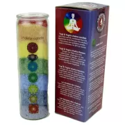 Kerze - Chakra - Kerze im Glas - Regenbogen Stearin - mit Duft - ca. 100 Std. Brenndauer