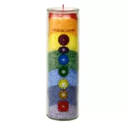 Kerze - Chakra - Kerze im Glas - Regenbogen Stearin - mit Duft - ca. 100 Std. Brenndauer