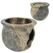 Räuchergefäß - Kombi inkl. Aromalampe & Duftlampe - Speckstein - XXL bauchig ca. 14cm