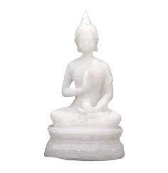 Statue - Figur - Buddda - mit Amrita Gefäß - Polyresin - weiß - ca. 16 cm Höhe