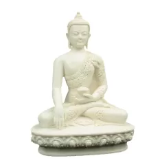 Statue - Figur - Buddha - Groß - Polyresin - weiß/grau - ca. 22 cm Höhe