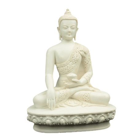 Statue - Figur - Buddha - Groß - Polyresin - weiß/grau - ca. 22 cm Höhe