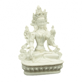 Statue - Figur - Buddha - Klein - Polyresin - weiß/grau - ca. 17 cm Höhe