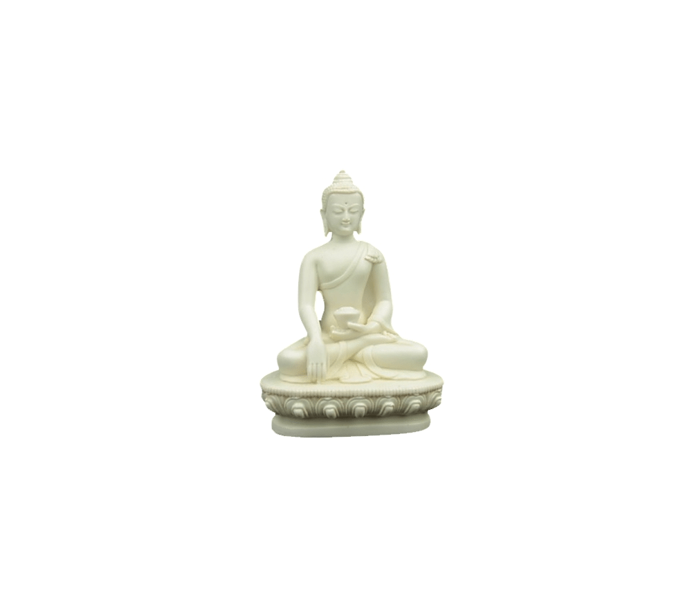 Statue - Figur - Buddha - Klein - Polyresin - weiß/grau - ca. 17 cm Höhe