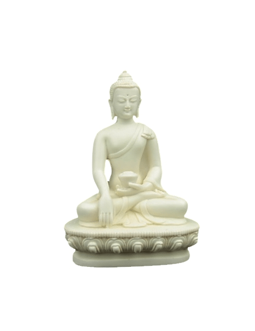 Statue - Figur - Buddha - Klein - Polyresin - weiß/grau - ca. 17 cm Höhe
