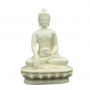 Statue - Figur - Buddha - Klein - Polyresin - weiß/grau - ca. 17 cm Höhe