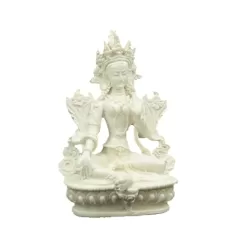 Statue - Figur - Grüne Tara - Polyresin - weiß/grau - ca. 15 cm Höhe