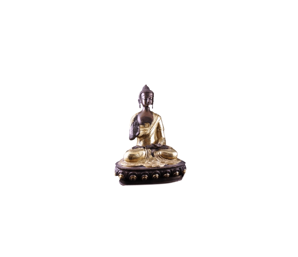Statue - Figur - Buddha - Mudra der Lehre - Messsing  - 2farbig - ca. 20 cm Höhe