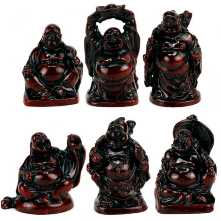 Statue - Figur - Buddha - Lucky Buddha Set - Polyresin - rot - ca. 5cm
