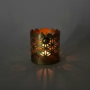 Teelichthalter - Blume des Lebens - Zylinder klein - Metall gold - ca. 9,5 x 9,5 cm