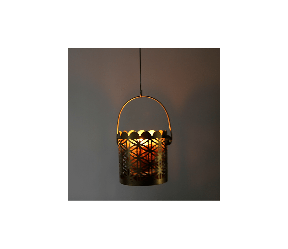 Teelichthalter - Blume des Lebens - Zylinder klein - Metall gold - ca.  9,5 x 9,5 cm