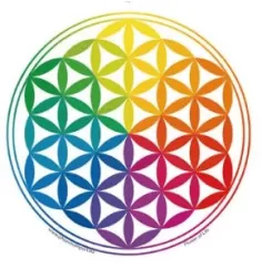 Aufkleber - Blume des Lebens - chakra bunt - ca.10,5 cm - 3er Pack