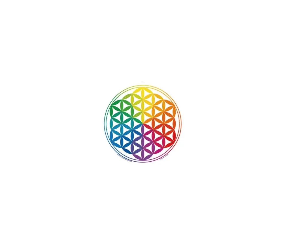 Aufkleber - Blume des Lebens - chakra bunt - ca.10,5 cm - 3er Pack