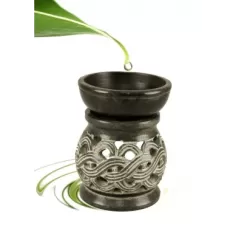 Aromalampe & Duftlampe - Keltischer Knoten - Speckstein - schwarz - ca. 12cm