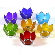 Teelichthalter - Capiz Muschel - Lotus Licht - Chakra - klein - 7er Set - Silber