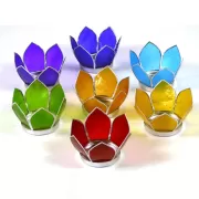 Teelichthalter - Capiz Muschel - Lotus Licht - Chakra - klein - 7er Set - Silber