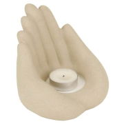 Teelichthalter - Hände voll Licht - Polyresin - creme /beige - ca. 13cm