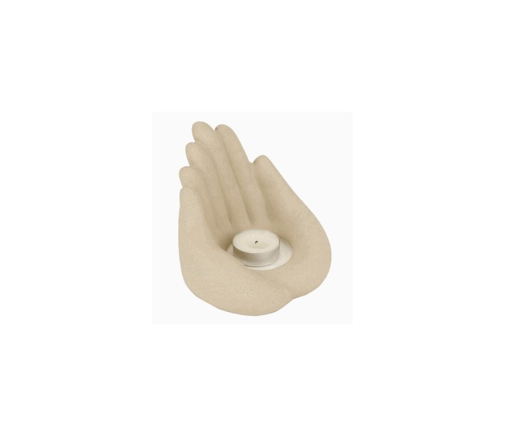 Teelichthalter - Hände voll Licht - Polyresin - creme /beige - ca. 13cm