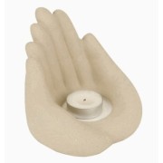Teelichthalter - Hände voll Licht - Polyresin - creme /beige - ca. 13cm