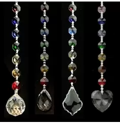 Hängende Dekoration - FengShui - Chakra - Kristall - Set - ca. 20 cm - alle 4 Sorten