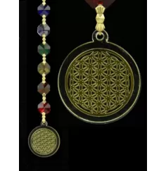 Hängende Dekoration - FengShui - Chakra - Kristall - Blume des Lebens - gold - ca. 20 cm