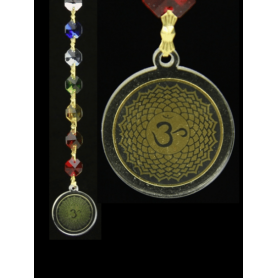 Hängende Dekoration - FengShui - Chakra - Kristall - Ohm & Kronenchakra - gold - ca. 20 cm