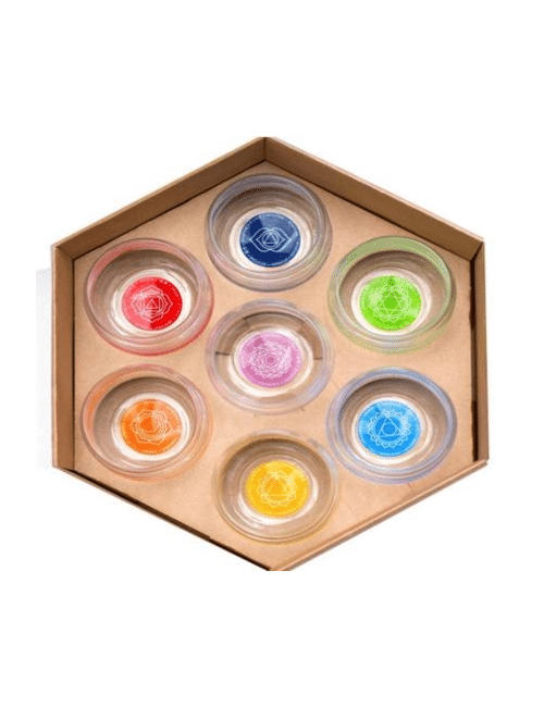 Nature's Design - Gläser Set - Chakra - 7tlg - mit farbigen Chakra Symbol auf Glasboden