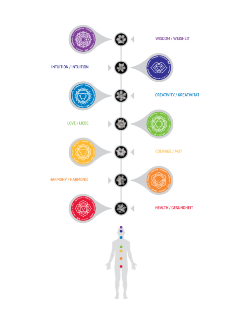 Nature's Design - Gläser Set - Chakra - 7tlg - mit farbigen Chakra Symbol auf Glasboden