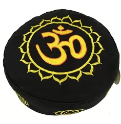 Meditationskissen - Ohm Zeichen & 7 Chakren - schwarz / gold ca. 33x13 cm