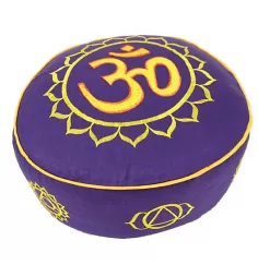 Meditationskissen - Ohm Zeichen & 7 Chakren - lila / gold ca. 33x13 cm